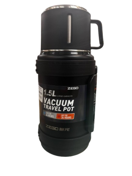 1.5L Vacuum Flask Black, hot 24 hours cold 24 hours