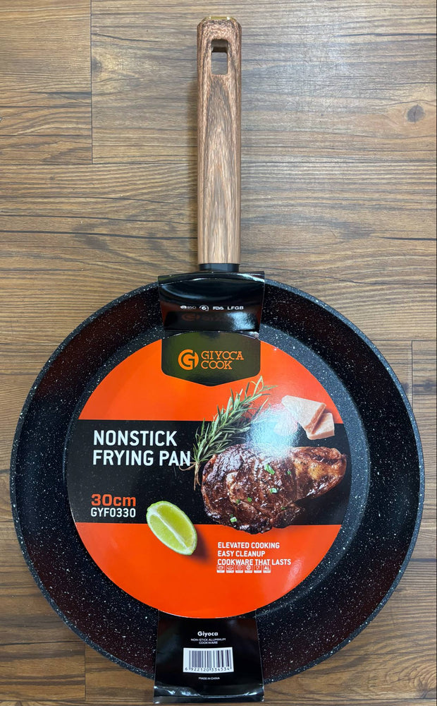 30cm Marble Non Stick Coated Frypan with wooden look soft touch handle
not induction