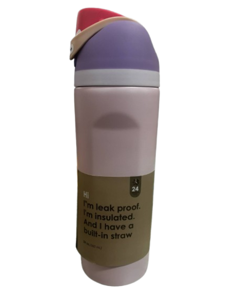 560ml Stainless Steel Water Bottle Light Pink Leak Proof, Insulated and built in straw
