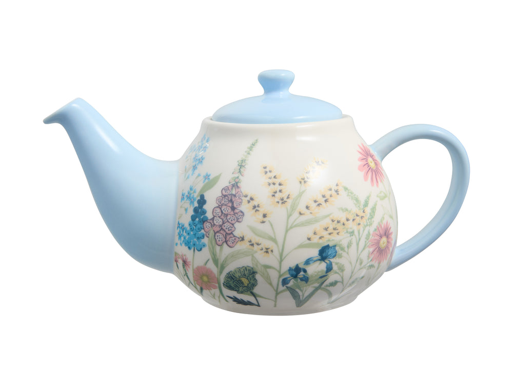 Maxwell Williams Spring Floral 650ml Teapot Blue Handle Blue Spout Coloured Flowers