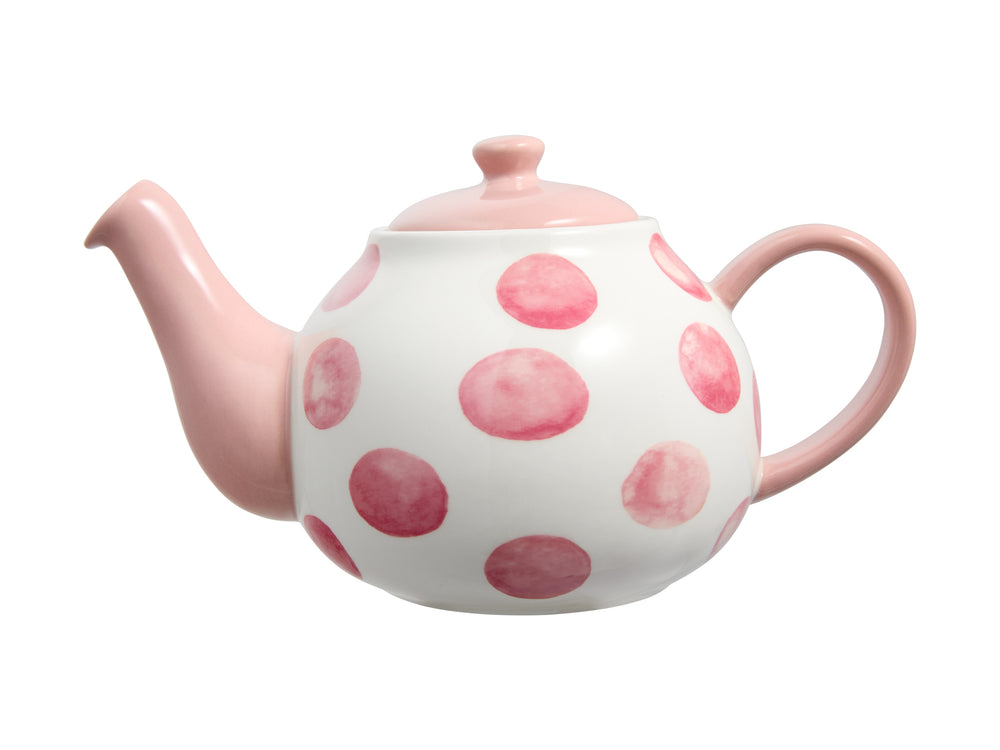 Maxwell and Williams Olde English 1.1L Teapot Pink Spots Pink Handle, lid and Spout