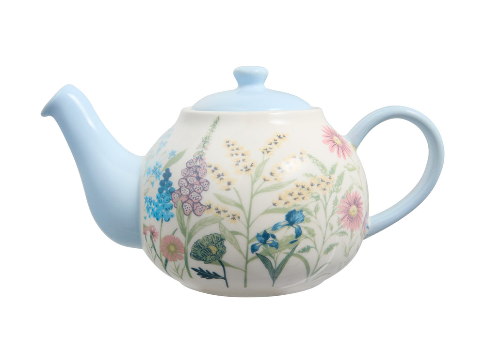 Maxwell and Williams Olde English 1.1L Teapot Spring Floral Sky Blue lid, Handle and Spout coloured flowers