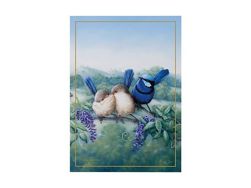 Birds of Australia 10 year Anniversary Tea Towel 50x70cm Splendid Fairy Wren
Blue Wren Birds 3 birds