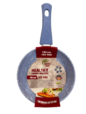 18cm Granite Non Stick Frypan Sky Blue with white granite look
soft touch handle 