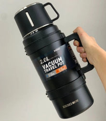 2.0L Vacuum Flask Black, hot 24 hours cold 24 hours