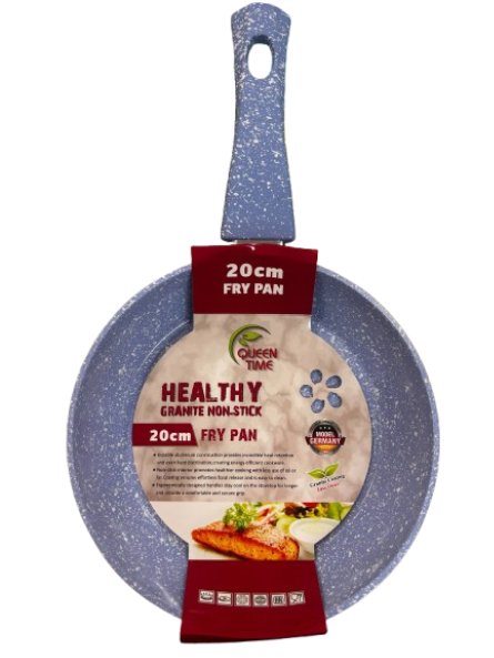 20cm Granite Non-Stick Frypan Blue
Blue with White Granite look
Soft Touch Handle
