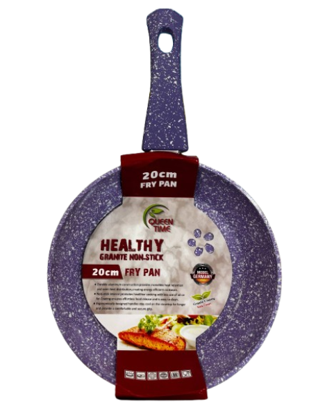 20cm Granite Non-Stick Frypan Purple
Purple with White Granite look
Soft Touch Handle
