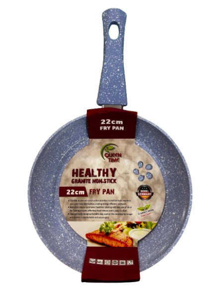 22cm Granite Non-Stick Frypan Sky Blue with white granite look