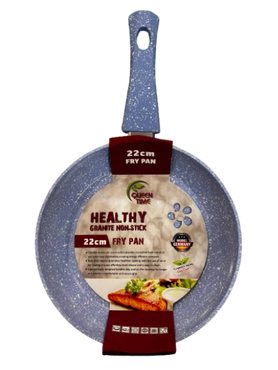 22cm Granite Non-Stick Frypan Sky Blue with white granite look