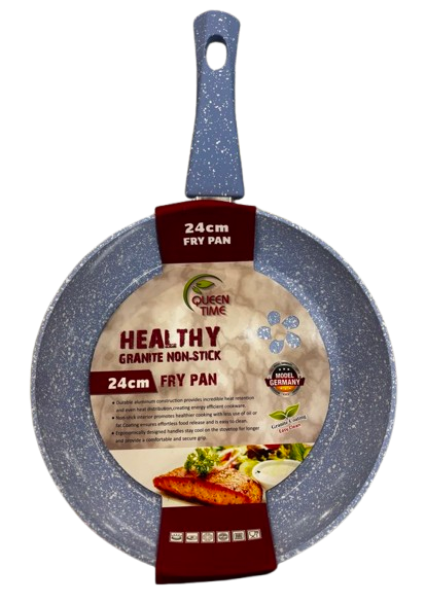 24cm Granite Non-Stick Frypan Sky Blue with white granite speckle look