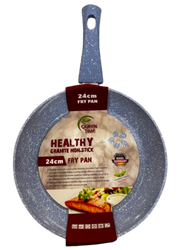 24cm Granite Non-Stick Frypan Sky Blue with white granite speckle look