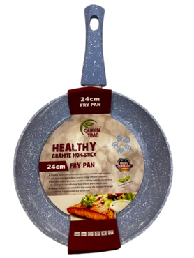 24cm Granite Non-Stick Frypan Sky Blue with white granite speckle look