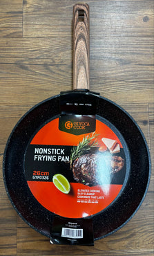 
26cm Marble Non Stick Coated Frypan with wooden look soft touch handle 
not induction
