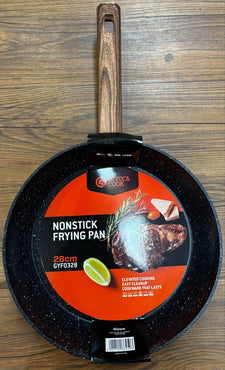 30cm Marble Non Stick Coated Frypan with wooden look soft touch handle 
not induction

