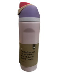 560ml Stainless Steel Water Bottle Light Pink Leak Proof, Insulated and built in straw
