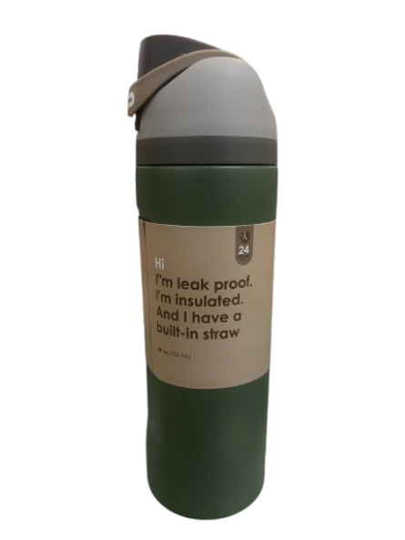 700ml Stainless Steel Water Bottle Green Leak Proof, Insulated and built in straw