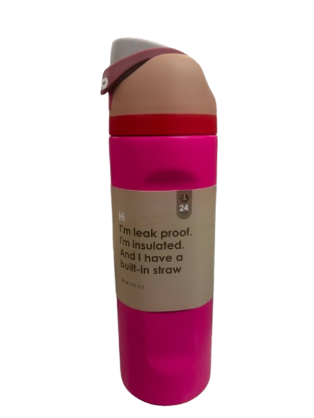 700ml Stainless Steel Water Bottle Pink Leak Proof, Insulated and built in straw