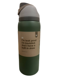 950ml Stainless Steel Water Bottle Green, Leak proof, insulated and built in straw