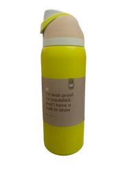 950ml Stainless Steel Water Bottle Yellow Leak Proof, Insulated and built in straw