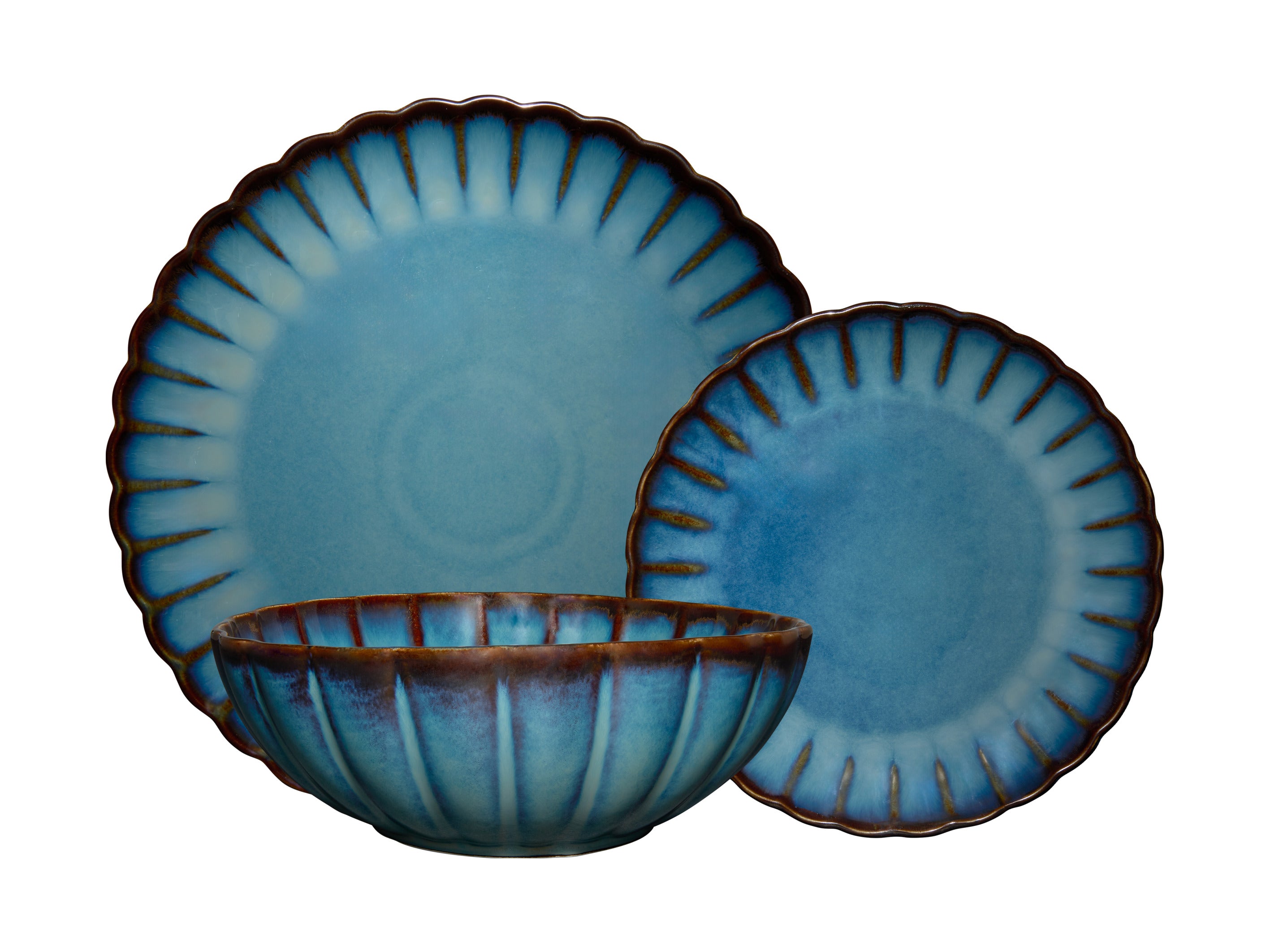 Casa Domani Solare 12 Piece Dinner Set Azure
side plate
dinner plate
bowl 
scalloped edge
