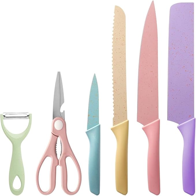 Evryealth Pastel Kitchen Knives Set of 6
