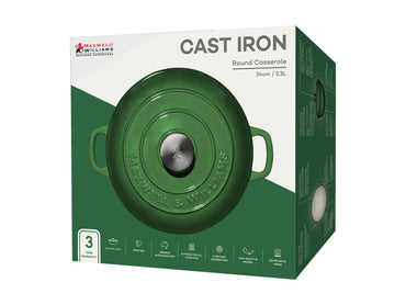 Maxwell and William Cast Iron 24cm 3.3L Casserole English Racing Green Gift Boxed 