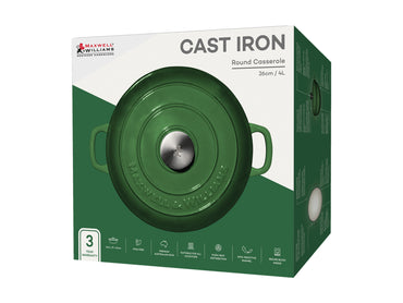 Maxwell and Williams Cast Iron 26cm 4L Casserole English Racing Green Gift Box 