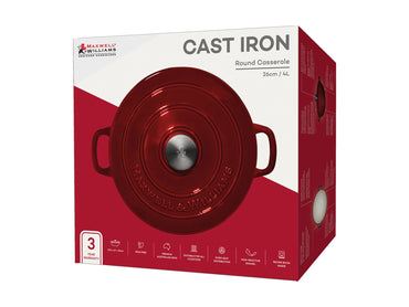 Maxwell and Williams Cast Iron 26cm 4L Casserole Merlot Gift Box
