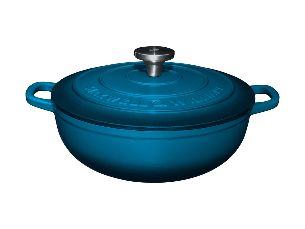 Maxwell and Williams Cast Iron 26cm 4L Casserole Midnight Blue