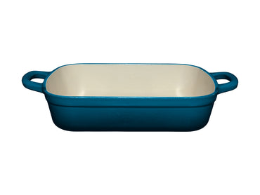 Maxwell and Williams Cast Iron 28cm x 21cm Roaster Midnight Blue Handles Cream Interior