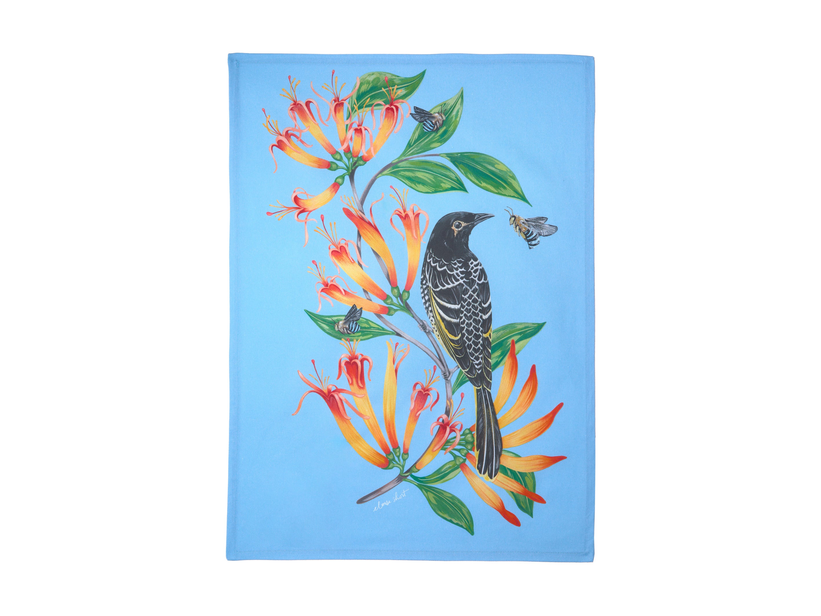 Maxwell and Williams Lyric Tea Towel 50x70cm Regent Honeyeater 100% Cotton 