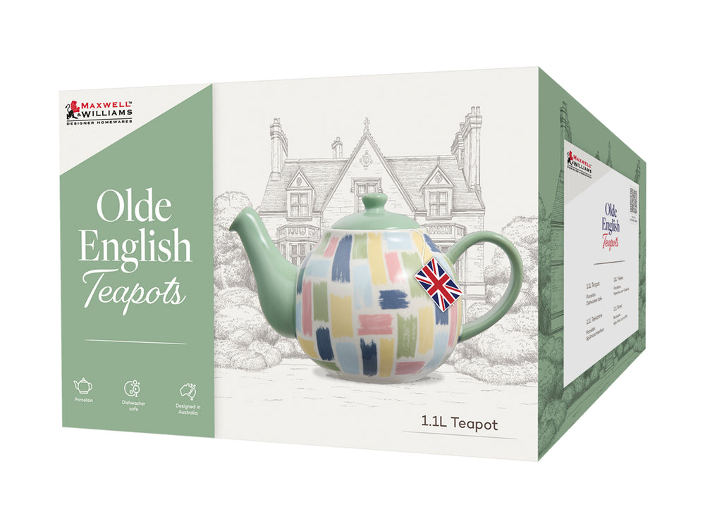 Maxwell and Williams Olde English 1.1L Teapot Brush Strokes Gift Boxed