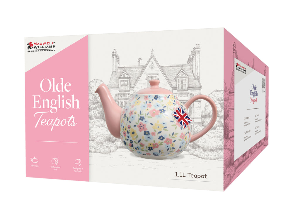 Maxwell and Williams Olde English 1.1L Teapot Pink Floral Gift Boxed