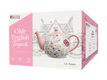 Maxwell and Williams Olde English 1.1L Teapot Pink Floral Gift Boxed