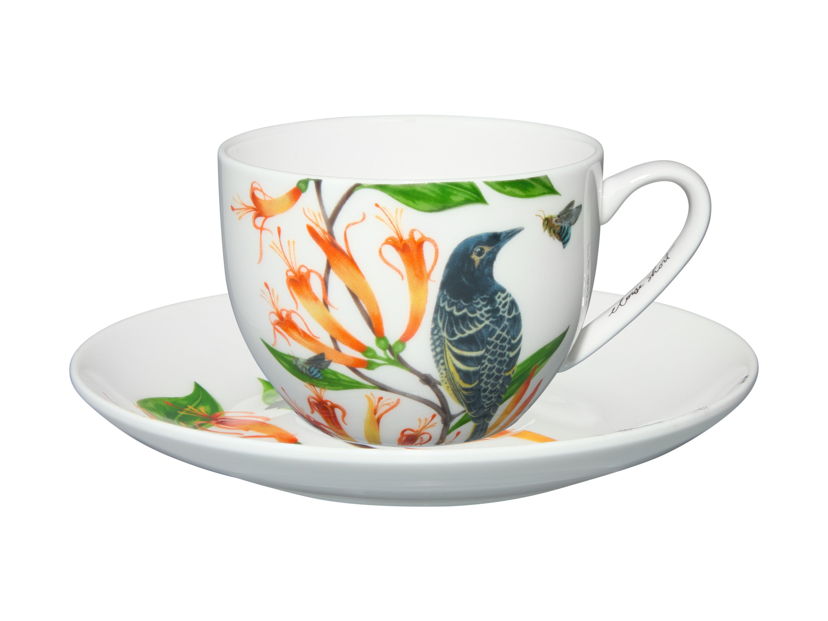 Maxwell and Williams Short Lyric Cup & Saucer 240ML Regent Honeyeater Eloise Short BIrds