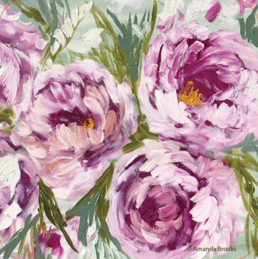 Pink Peony Coaster Set of 4 Cork Back on green background 