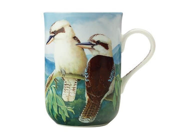 Birds of Australia 10 year Anniversary Mug 300ML Kookaburra Brown and cream birds on gum 