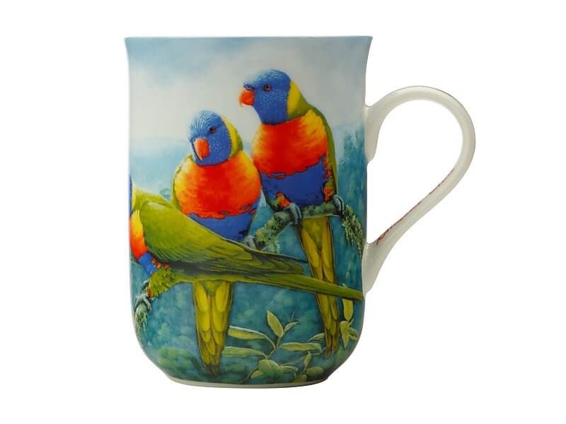 Birds of Australia 10 year Anniversary Mug 300ML Lorikeet
colourful birds orange, blue yellow and green
