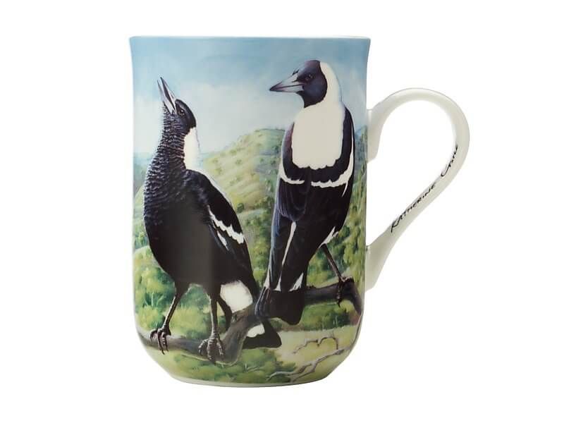 Birds of Australia 10 year Anniversary Mug 300ML Magpie
birds black and white two birds on cup
