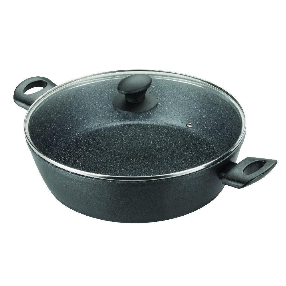Pyrolux Pyrostone 30cm Chef Pan 
stone coasted non stick chef pan, oven safe glass lid 