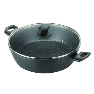 Pyrolux Pyrostone 30cm Chef Pan 
stone coasted non stick chef pan, oven safe glass lid 