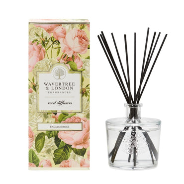 Wavertree and London English Rose Diffuser
glass container, liquid and black reeds