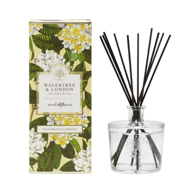 Wavertree and London Frangipani & Gardenia Diffuser
glass container, lquid and black reed sticks 
