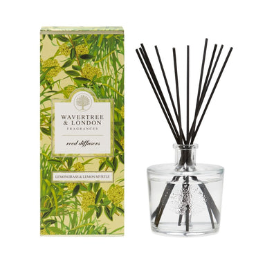 Wavertree and London Lemongrass & Lemon Myrtle Diffuser
glass container liquid and black reed sticks 