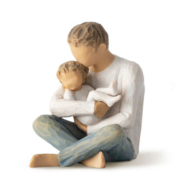 Willow Tree Little One 
seated father holding child in arms 